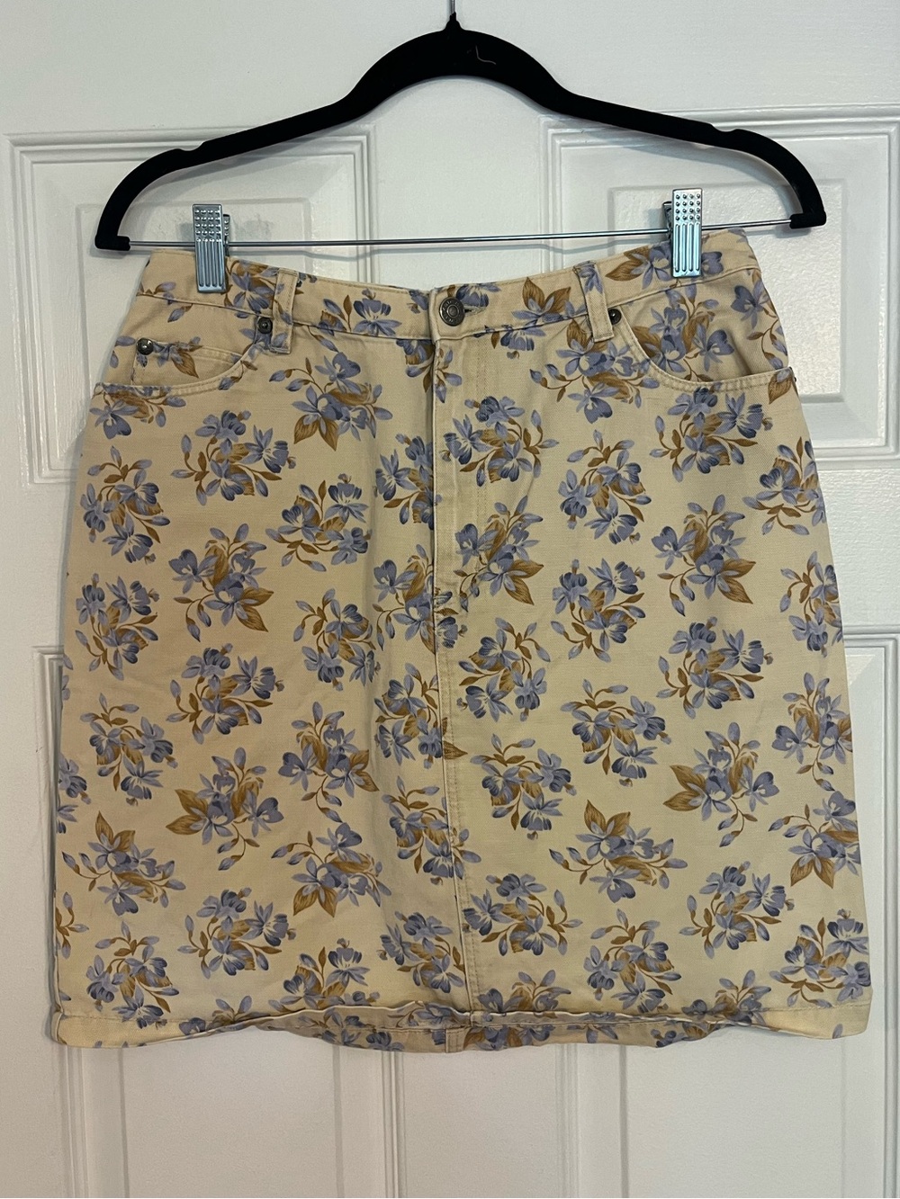 Kate Hill Butter Yellow Mini Skirt with Floral Print